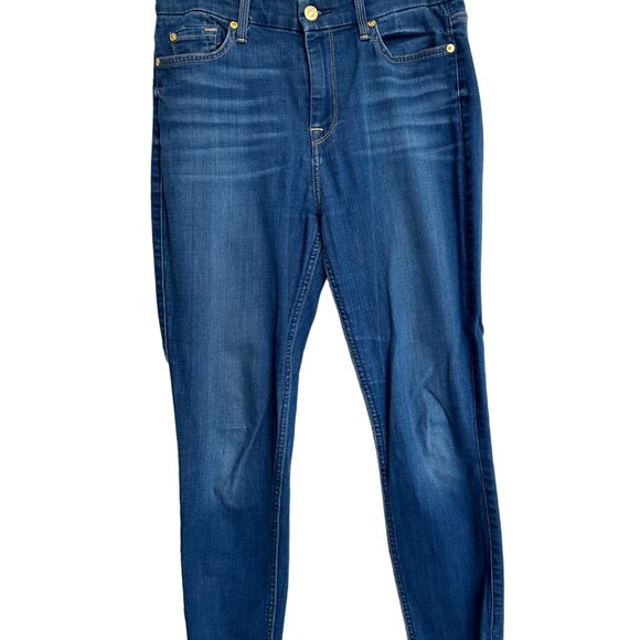 7 for All Mankind High Waist Ankle Skinny Jeans Size 28 Released Hem Side Splits - Picture 2 of 10